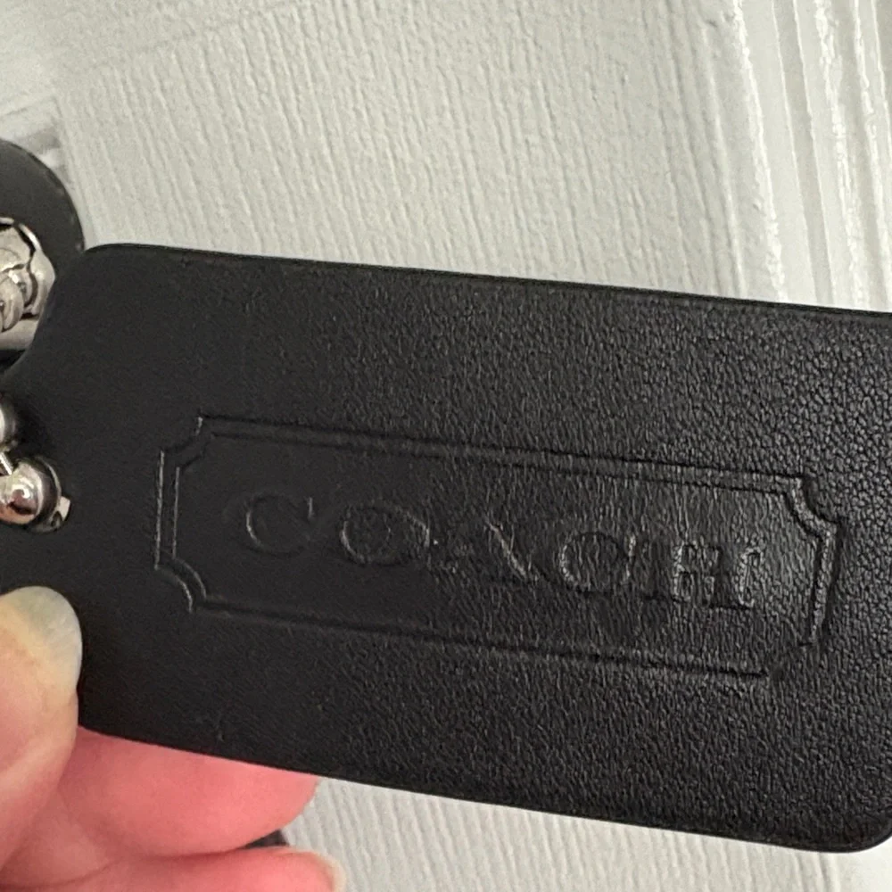 Coach Black Logo Fabric & Leather Shoulder Bag Adjustable Strap Zip Pockets